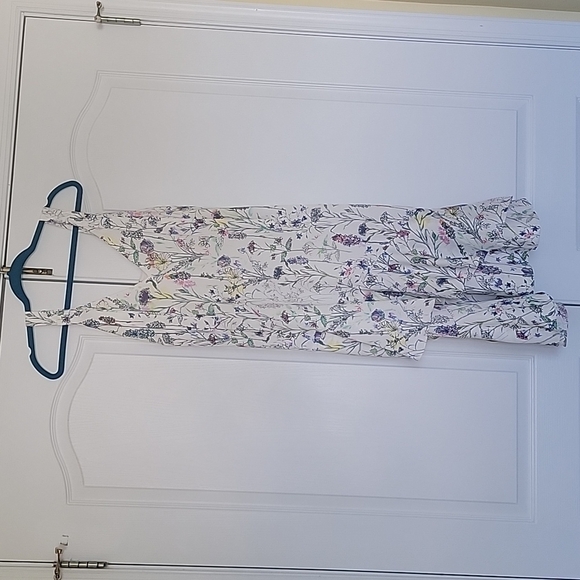 H&M SUMMER DRESS Size 4 Natural white/Floral Crêpe Knee-length - Picture 3 of 16